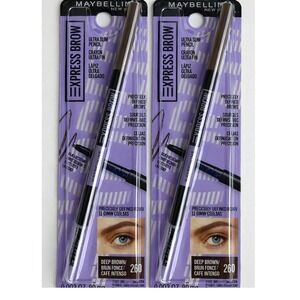 Maybelline Express Brow Ultra Slim Pencil 260 Deep Brown 2 Pack New Sealed